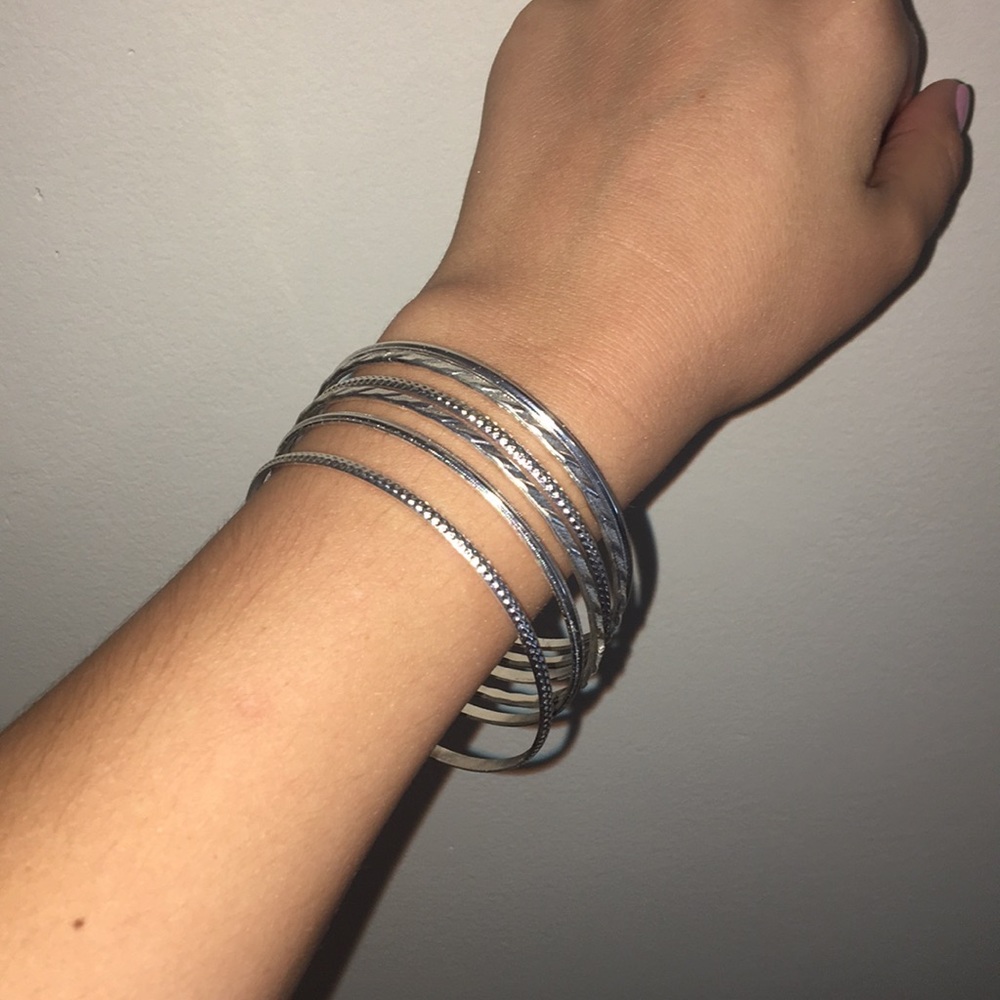 6 piece silver bracelet set